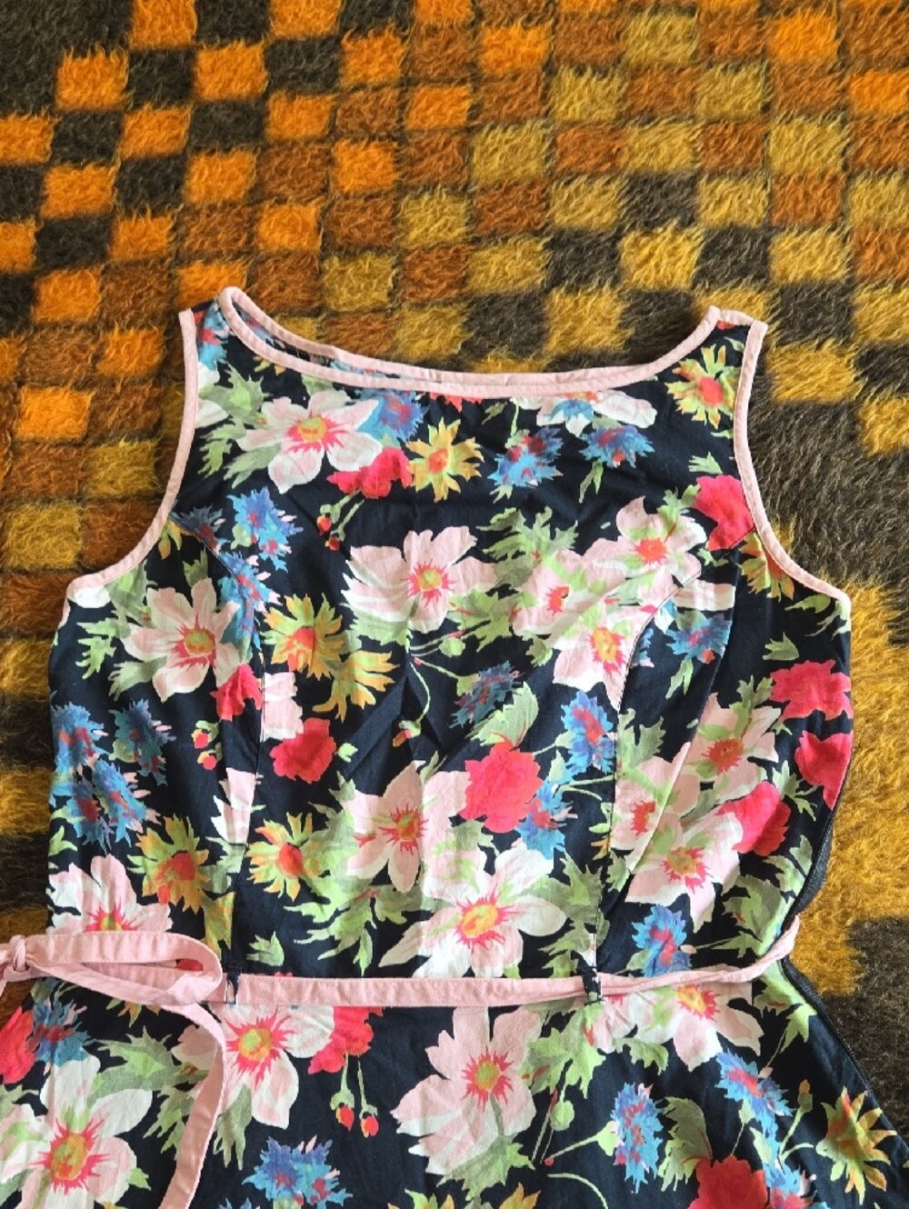 Vintage Newport News Navy Floral Dress with Pink Accents - Picture 2 of 8